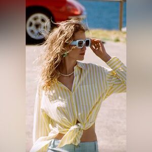 Anthropologie Bennett Button Down Yellow & White Stripe